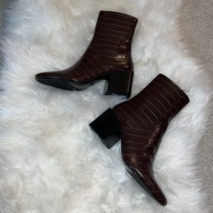 Brown Textured Zara Boots with Heel